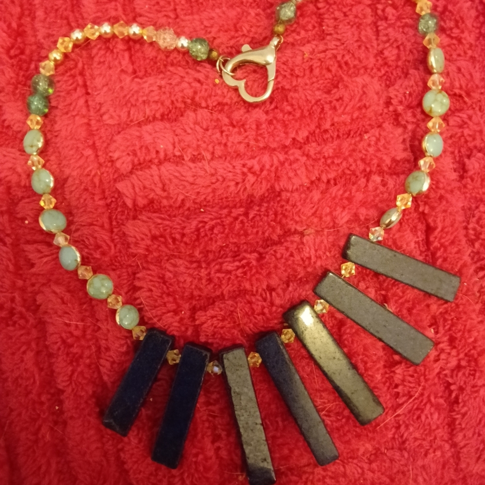 Elegant Blue and Green Beaded Necklace